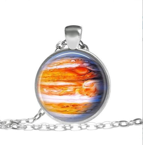 Planet Jupiter Space science Geekery Tibet silver pendant chain Necklace